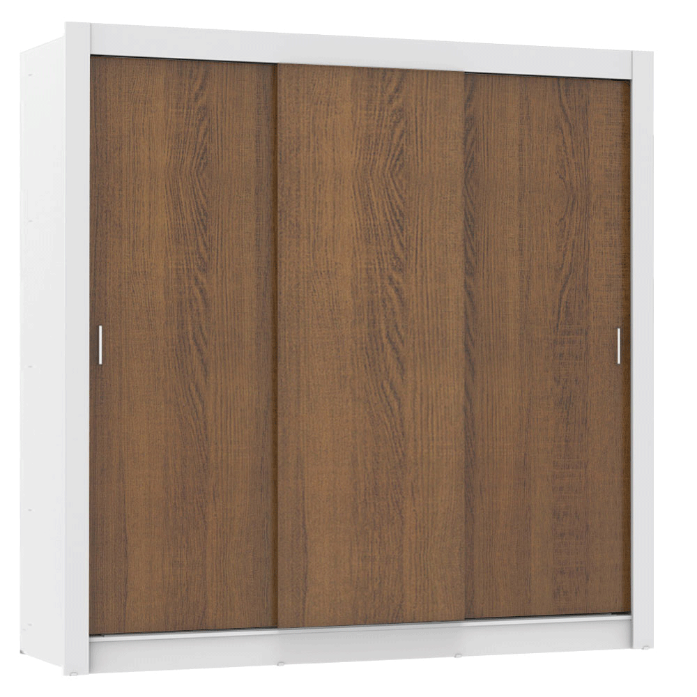Guarda-Roupa Casal Madesa Mônaco 3 Portas de Correr Branco/Rustic