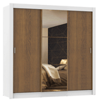 Guarda-Roupa Casal 3 Portas de Correr com Espelho Branco/Rustic Madesa Mônaco