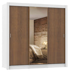 Guarda-Roupa Casal Madesa Lyon 3 Portas de Correr com Espelho 2 Gavetas Branco/Rustic