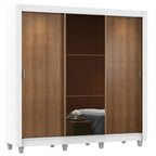 Guarda-Roupa Casal Madesa Mônaco 3 Portas de Correr com Espelho com Pés Branco/Rustic