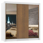 Guarda-Roupa Casal Madesa Lyon 3 Portas de Correr com Espelhos 2 Gavetas Branco/Rustic