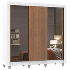Guarda-Roupa Casal Madesa Mônaco 3 Portas de Correr com Espelhos com Pés Branco/Rustic