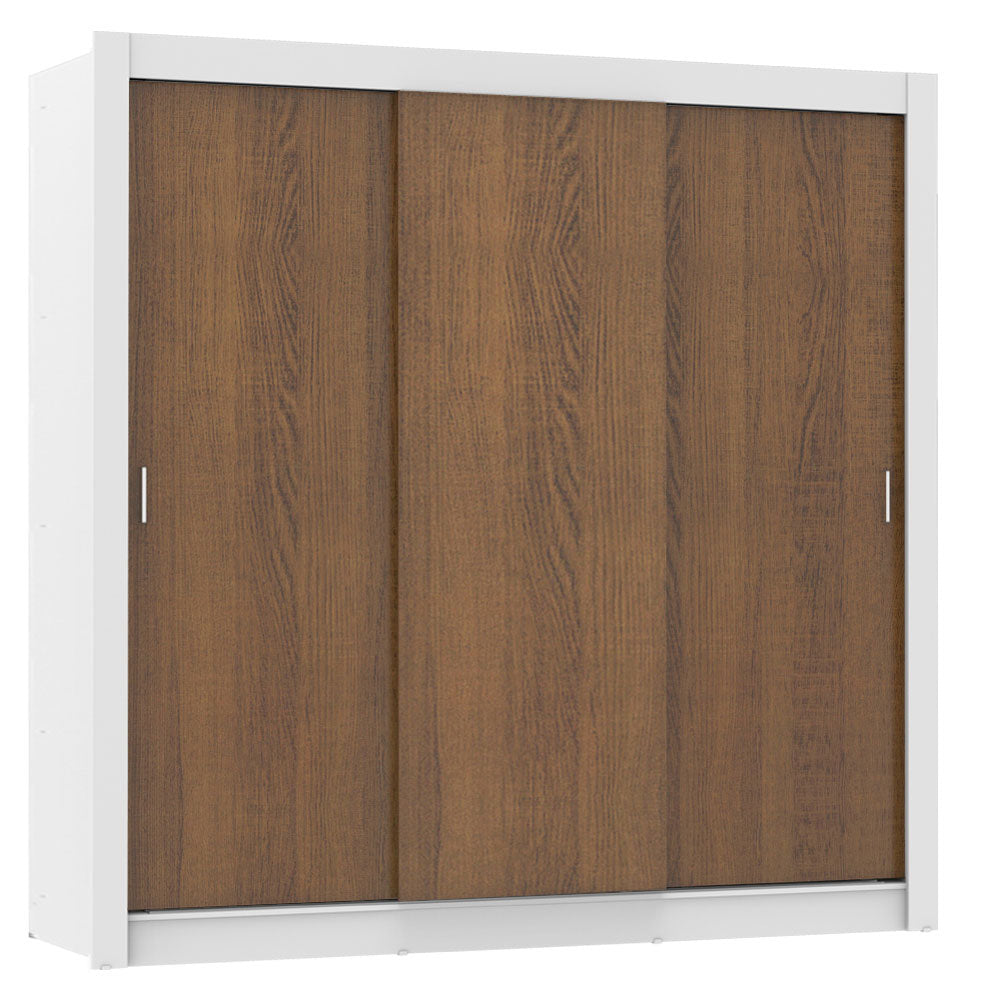 Guarda-Roupa Casal Madesa Lyon 3 Portas de Correr 2 Gavetas Branco/Rustic