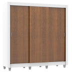 Guarda-Roupa Casal Madesa Lyon Plus 3 Portas de Correr 4 Gavetas com Pés Branco/Rustic