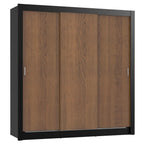 Guarda-Roupa Casal Madesa Lyon 3 Portas de Correr 2 Gavetas Preto/Rustic
