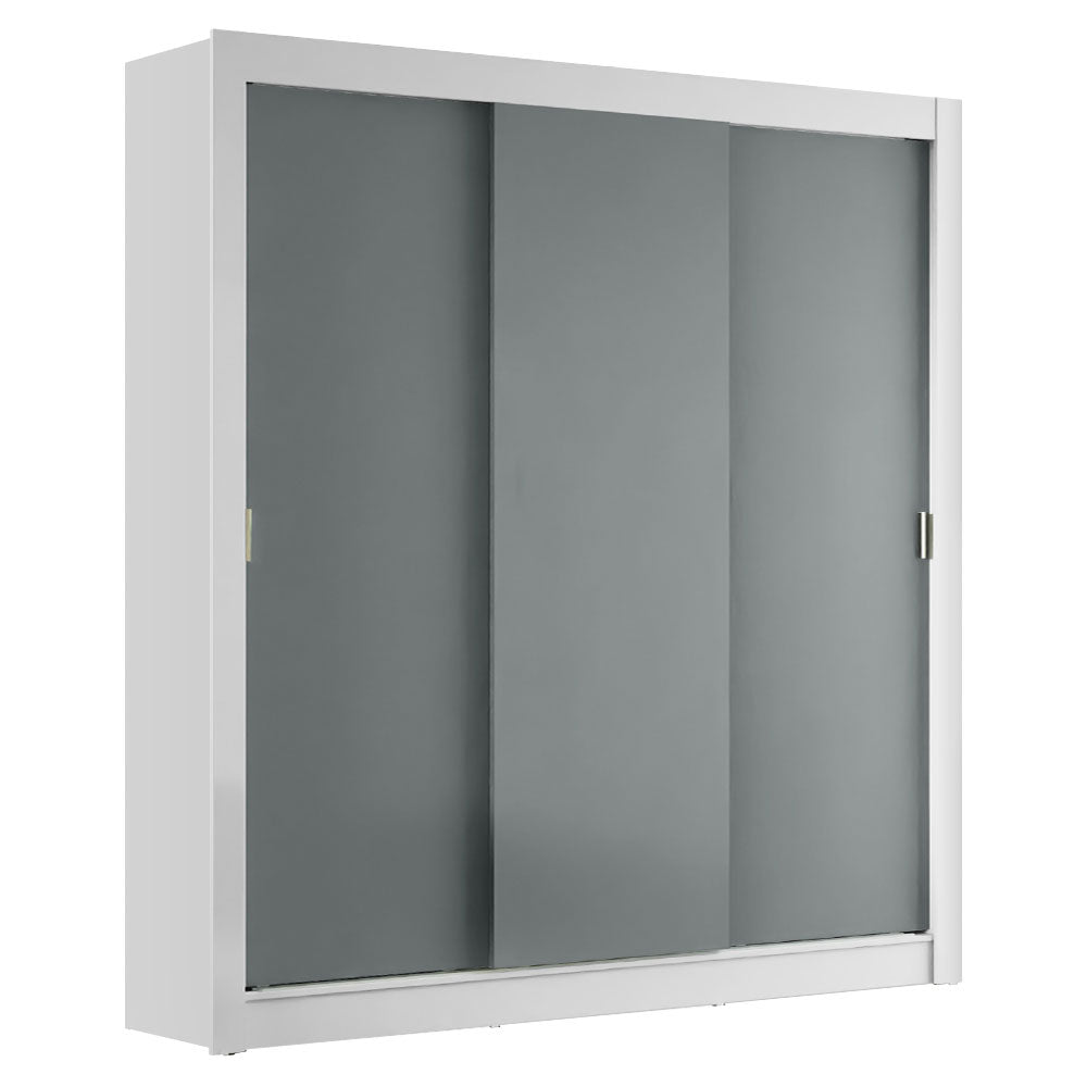 Guarda-Roupa Casal Madesa Mônaco 3 Portas de Correr Branco/Cinza