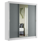 Guarda-Roupa Casal Madesa Mônaco 3 Portas de Correr com Espelho Branco/Cinza