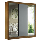 Guarda-Roupa Casal Madesa Mônaco 3 Portas de Correr com Espelhos Rustic/Cinza