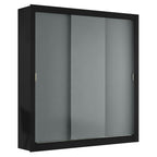 Guarda-Roupa Casal Madesa Mônaco 3 Portas de Correr Preto/Cinza