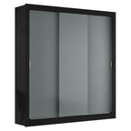 Guarda-Roupa Casal Madesa Mônaco 3 Portas de Correr Preto/Cinza