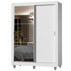 Guarda-Roupa Solteiro Madesa Dallas 2 Portas de Correr com Espelho 2 Gavetas com Pés Branco