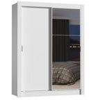 Guarda-Roupa Solteiro Madesa Dallas Plus 2 Portas de Correr com Espelho 4 Gavetas Branco