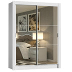 Guarda-Roupa Solteiro Madesa Dallas 2 Portas de Correr de Espelho 2 Gavetas Branco