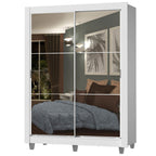 Guarda-Roupa Solteiro Madesa Dallas 2 Portas de Correr de Espelho 2 Gavetas com Pés Branco