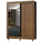 Guarda-Roupa Solteiro Madesa Dallas 2 Portas de Correr com Espelho 2 Gavetas com Pés Rustic