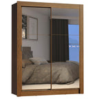 Guarda-Roupa Solteiro Madesa Dallas Plus 2 Portas de Correr de Espelho 4 Gavetas Rustic