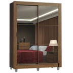 Guarda-Roupa Solteiro Madesa Denver 2 Portas de Correr de Espelho com Pés Rustic