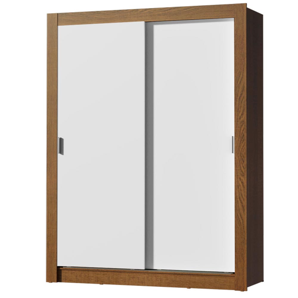 Guarda-Roupa Solteiro Madesa Denver 2 Portas de Correr Rustic/Branco