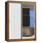 Guarda-Roupa Solteiro Madesa Dallas Plus 2 Portas de Correr com Espelho 4 Gavetas Rustic/Branco