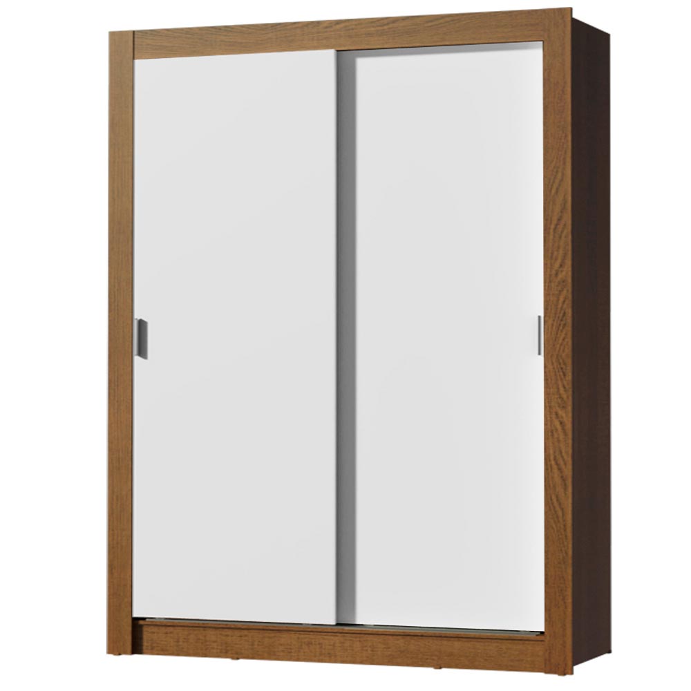 Guarda-Roupa Solteiro Madesa Dallas Plus 2 Portas de Correr 4 Gavetas Rustic/Branco