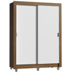 Guarda-Roupa Solteiro Madesa Denver 2 Portas de Correr com Pés Rustic/Branco