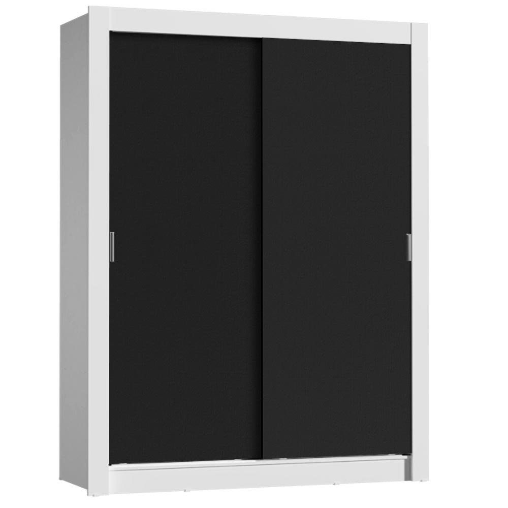 Guarda-Roupa Solteiro Madesa Dallas Plus 2 Portas de Correr 4 Gavetas Branco/Preto