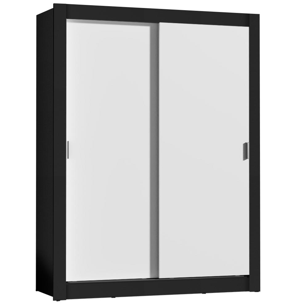 Guarda-Roupa Solteiro Madesa Denver 2 Portas de Correr Preto/Branco