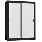 Guarda-Roupa Solteiro Madesa Denver 2 Portas de Correr Preto/Branco