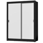 Guarda-Roupa Solteiro Madesa Dallas Plus 2 Portas de Correr 4 Gavetas Preto/Branco