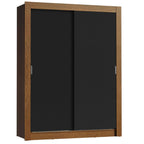 Guarda-Roupa Solteiro Madesa Denver 2 Portas de Correr Rustic/Preto