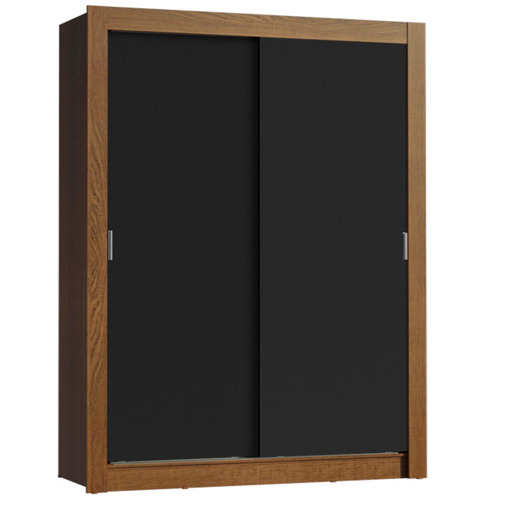 Guarda-Roupa Solteiro Madesa Dallas Plus 2 Portas de Correr 4 Gavetas Rustic/Preto