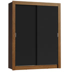 Guarda-Roupa Solteiro Madesa Dallas Plus 2 Portas de Correr 4 Gavetas Rustic/Preto