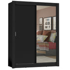 Guarda-Roupa Solteiro Madesa Denver 2 Portas de Correr com Espelho Preto