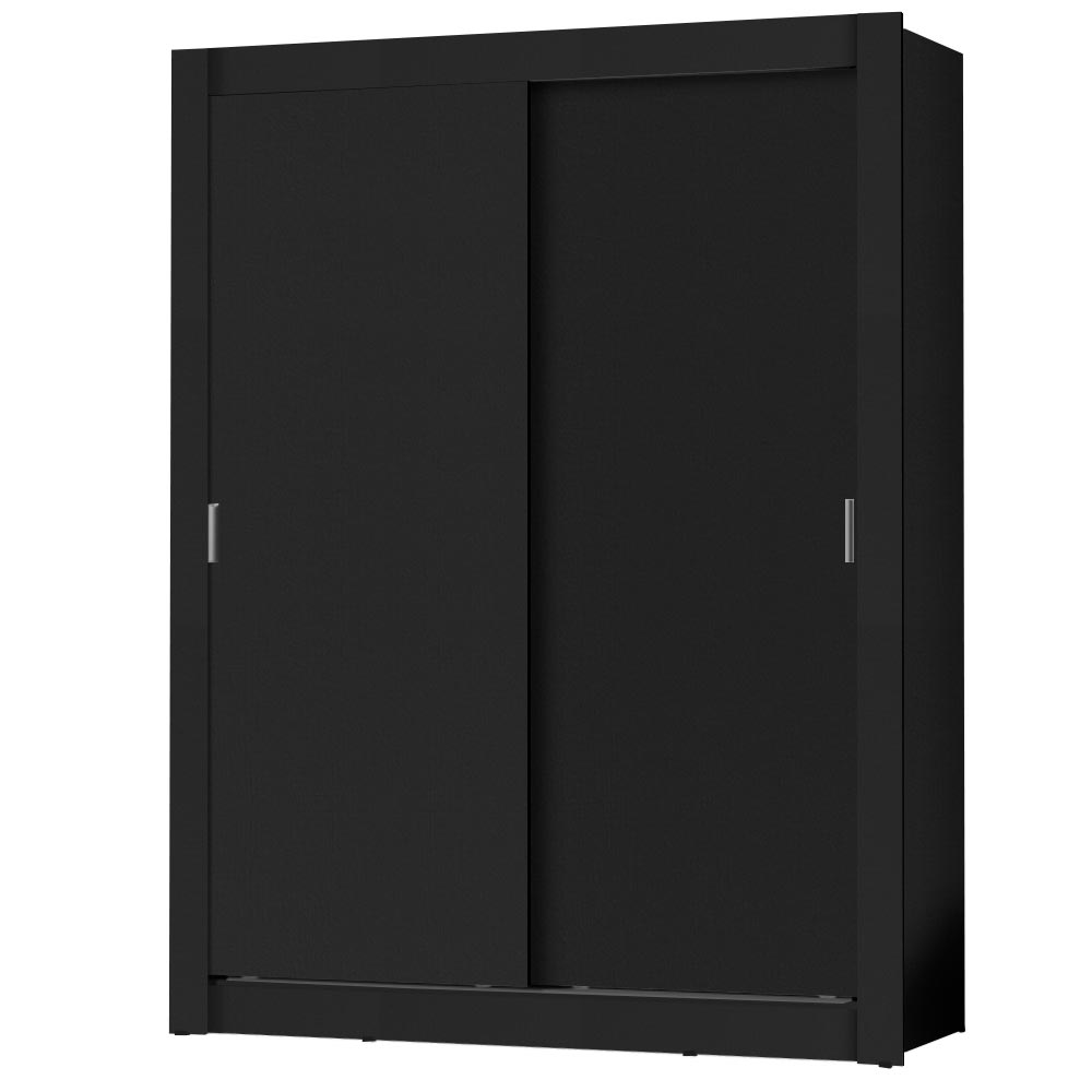 Guarda-Roupa Solteiro Madesa Dallas Plus 2 Portas de Correr 4 Gavetas Preto