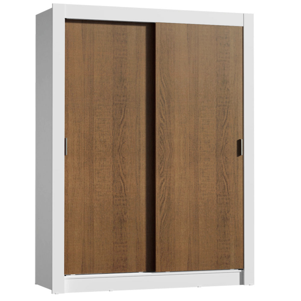 Guarda-Roupa Solteiro Madesa Denver 2 Portas de Correr Branco/Rustic
