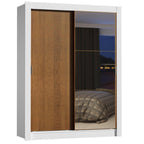 Guarda-Roupa Solteiro Madesa Dallas Plus 2 Portas de Correr com Espelho 4 Gavetas Branco/Rustic