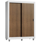 Guarda-Roupa Solteiro Madesa Dallas Plus 2 Portas de Correr 4 Gavetas com Pés Branco/Rustic