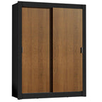 Guarda-Roupa Solteiro Madesa Denver 2 Portas de Correr Preto/Rustic