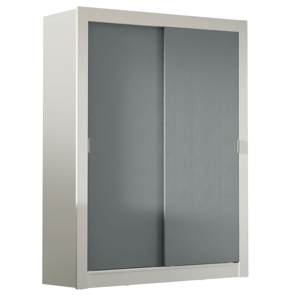 Guarda-Roupa Solteiro Madesa Denver 2 Portas de Correr Branco/Cinza