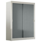 Guarda-Roupa Solteiro Madesa Denver 2 Portas de Correr Branco/Cinza