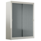 Guarda-Roupa Solteiro Madesa Denver 2 Portas de Correr Branco/Cinza