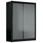 Guarda-Roupa Solteiro Madesa Denver 2 Portas de Correr Preto/Cinza