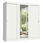 Guarda-Roupa Casal 3 Portas de Correr com Espelho Branco Madesa Reno