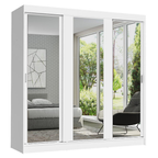 Guarda-Roupa Casal Madesa Reno 3 Portas de Correr de Espelho Branco