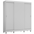 Guarda-Roupa Casal com Pés 3 Portas de Correr Branco Reno Madesa