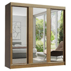 Guarda-Roupa Casal Madesa Reno 3 Portas de Correr de Espelho Rustic