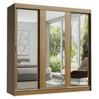 Guarda-Roupa Casal Madesa Reno 3 Portas de Correr de Espelho Rustic