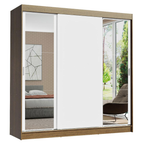Guarda-Roupa Casal Madesa Reno 3 Portas de Correr com Espelhos Rustic/Branco