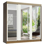 Guarda-Roupa Casal Madesa Reno 3 Portas de Correr de Espelho Rustic/Branco