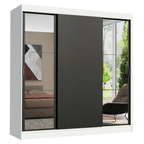 Guarda-Roupa Casal Madesa Reno 3 Portas de Correr com Espelhos Branco/Preto